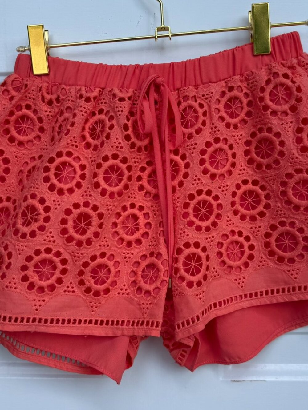 Atina Cristina Peach Eyelet Pull-On Shorts NWT Size XS